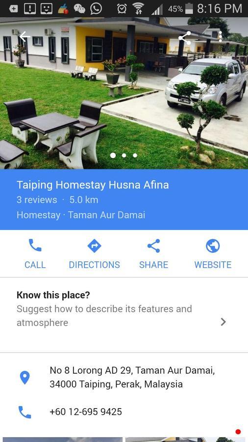 Taiping Homestay Husna Afina Kültér fotó